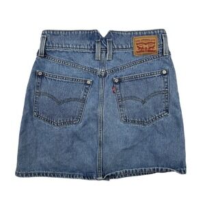 Levis Denim Skirt Womens W27 Button Front High Rise Blue Jean Cotton‎ V Cut